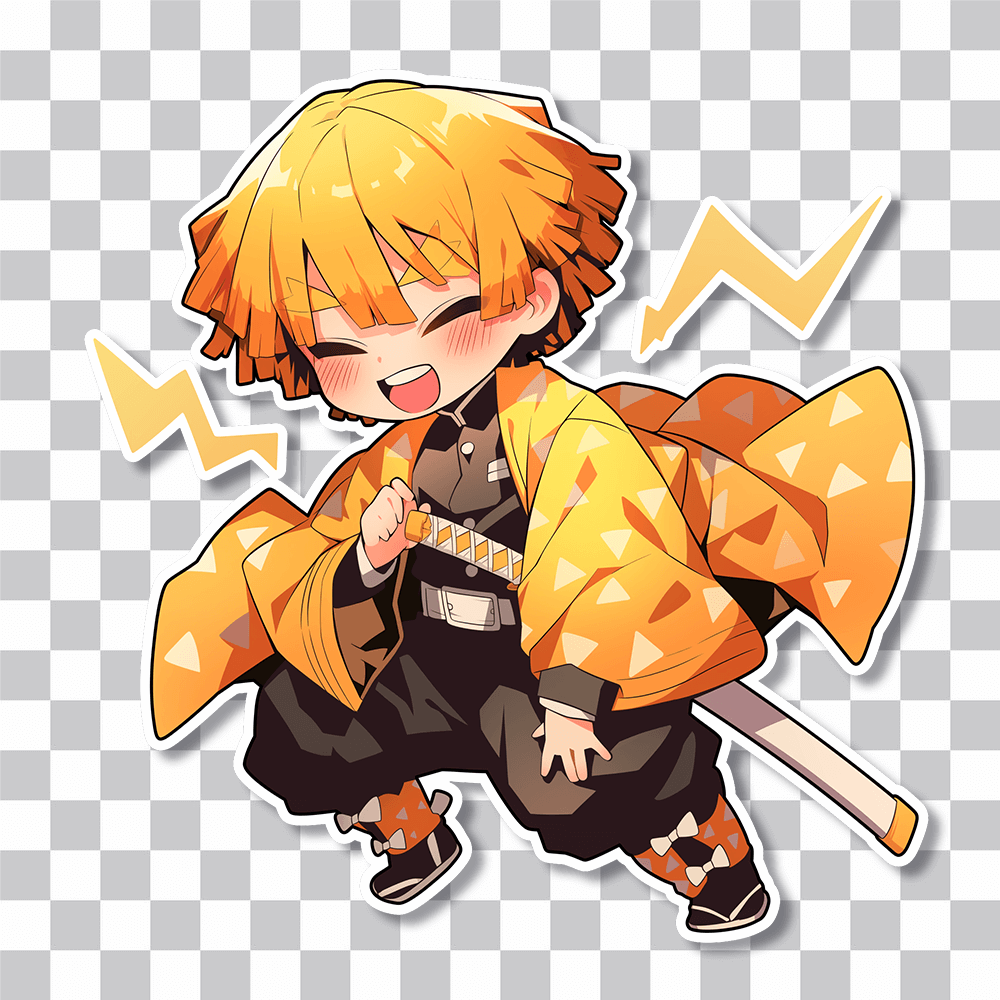 zenitsu agatsuma lightning demon slayer sticker cover
