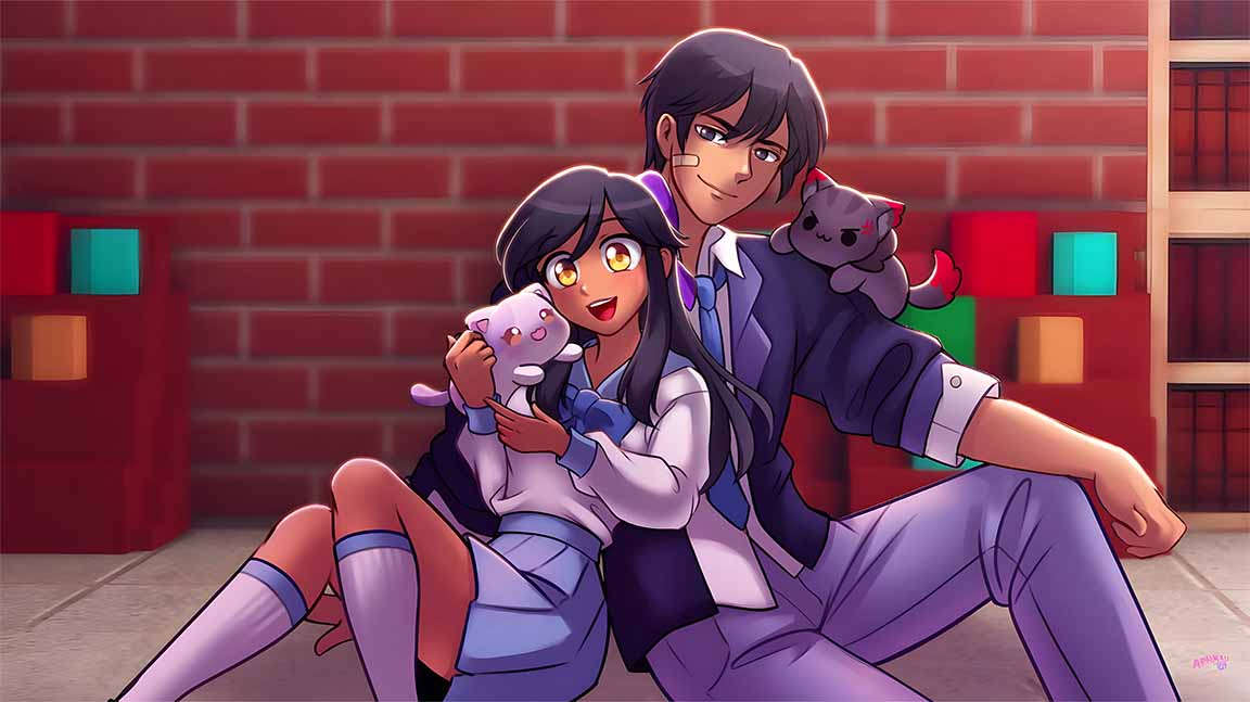 aphmau and aaron romantic desktop wallpaper cover