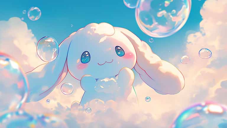 cinnamoroll in a bubble world desktop wallpaper cover