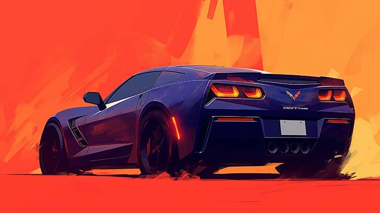 corvette rear view sunset drive desktop wallpaper cover
