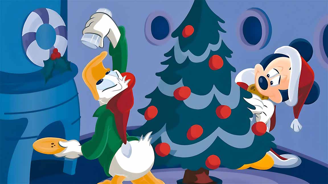 disney christmas tree donald & mickey wallpaper cover