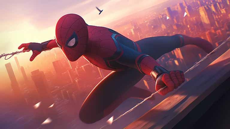 friendly neighborhood spider man cityscape desktop wallpaper cover
