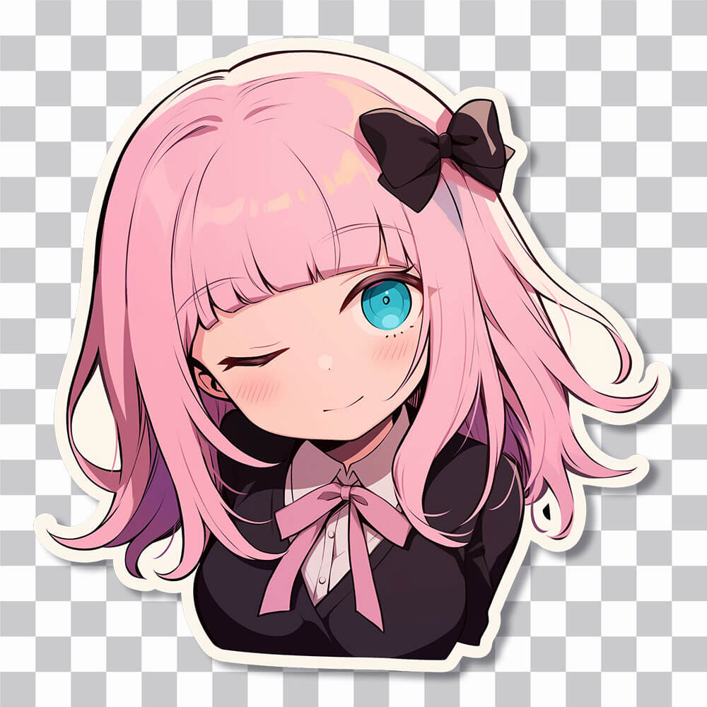 fujiwara chika winking sticker cover