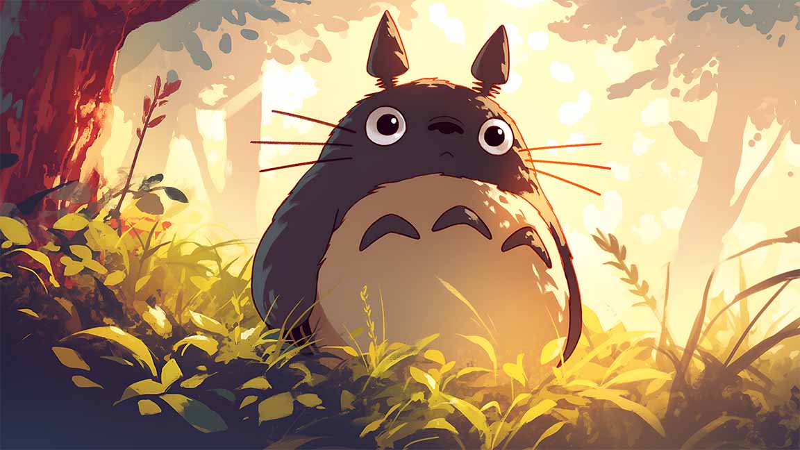 funny totoro ghibli forest desktop wallpaper cover