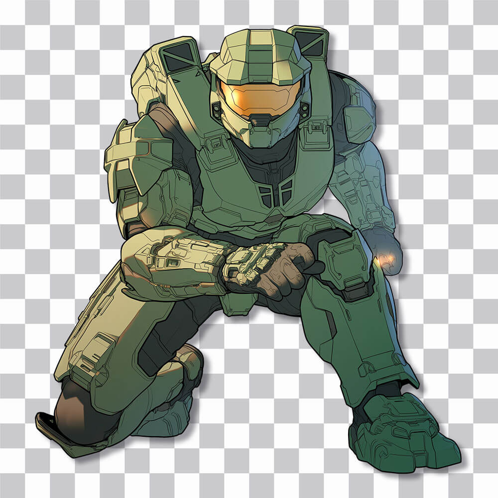 halo master chief battle pose sticker cover