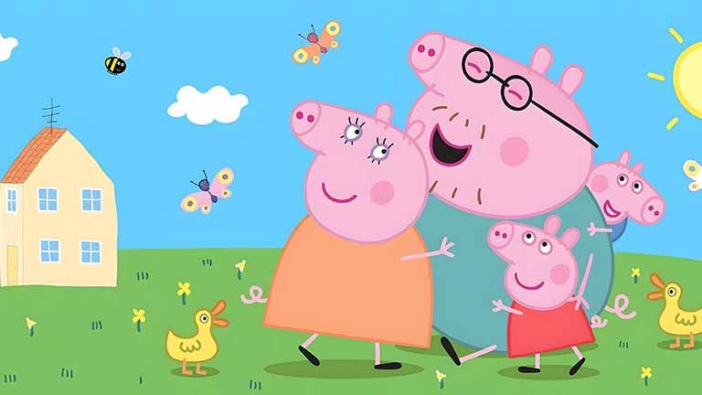 happy pig family sunny day desktop wallpaper cover