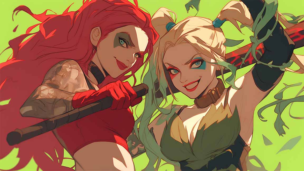 harley quinn & poison ivy dynamic duo desktop wallpaper cover