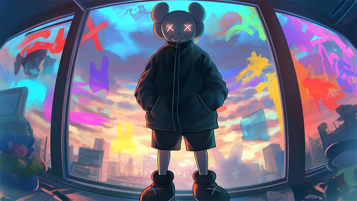 kaws hypebeast blurred neon desktop wallpaper cover