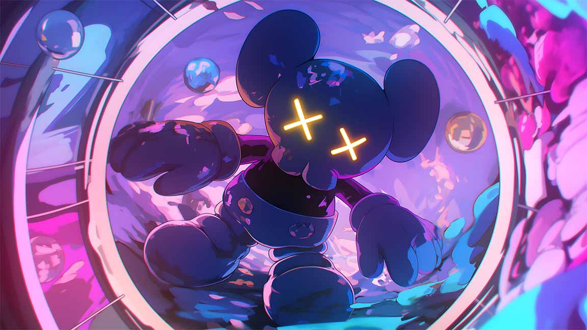 kaws hypebeast futuristic vibes neon lights desktop wallpaper cover