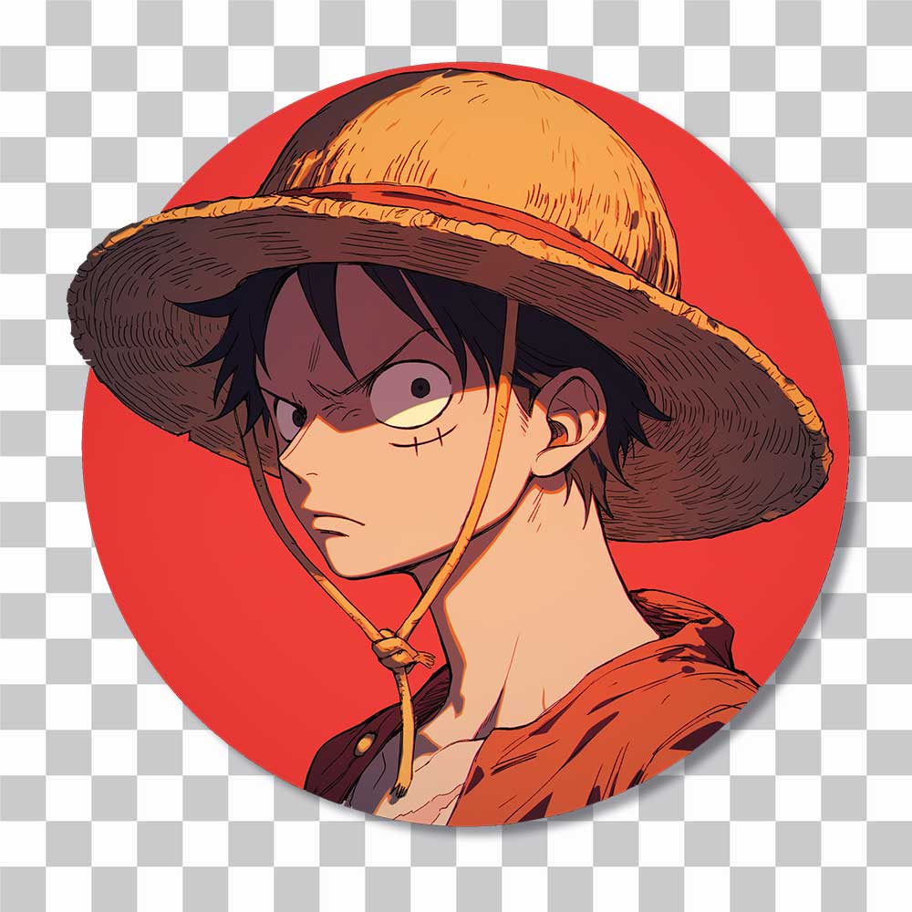 luffy straw hat red background sticker cover
