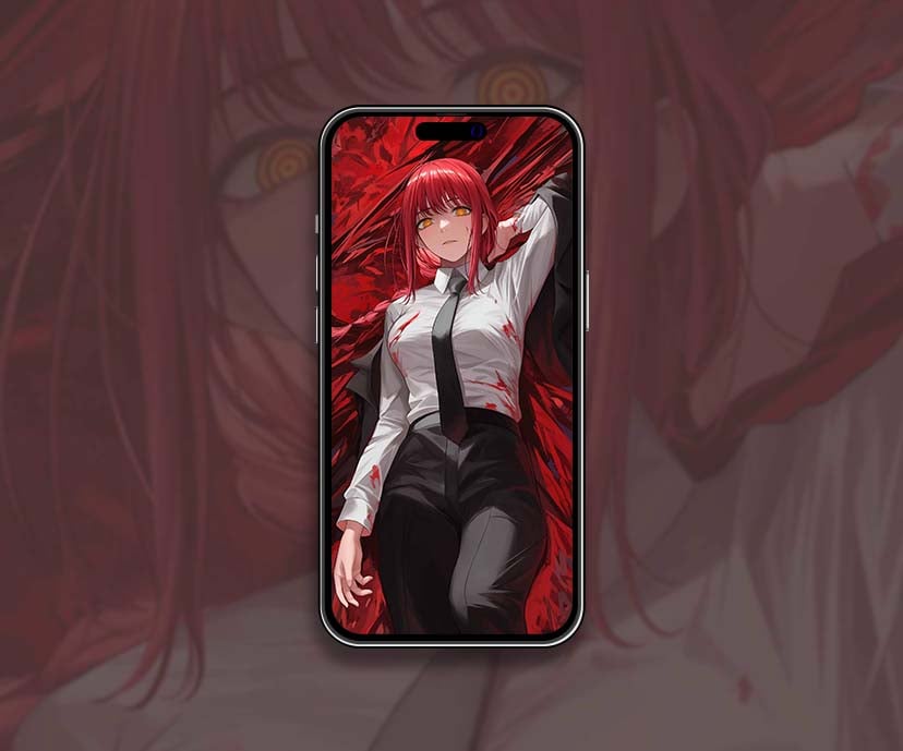 makima chainsaw man fiery look wallpapers collection