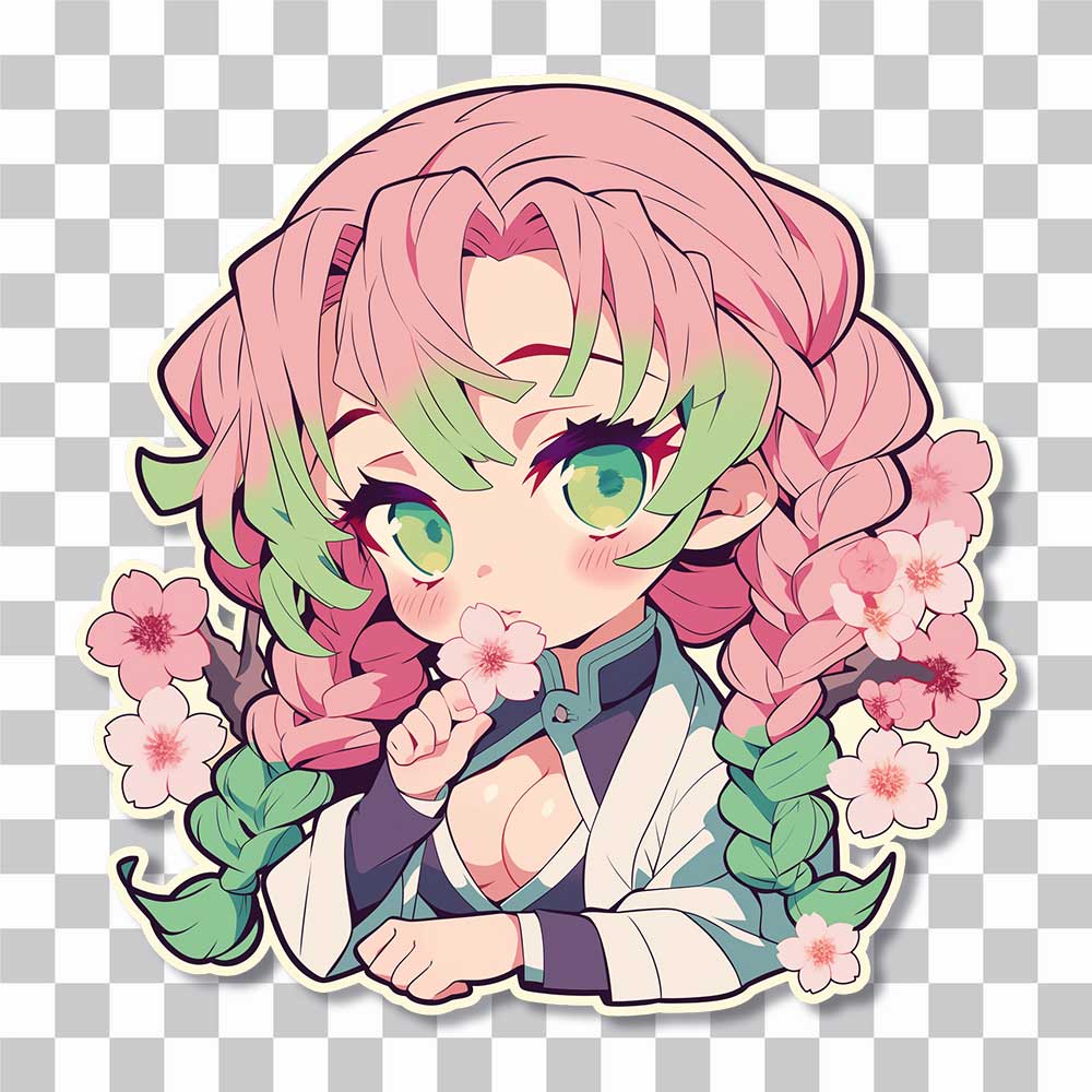 mitsuri kanroji kawaii demon slayer sticker cover