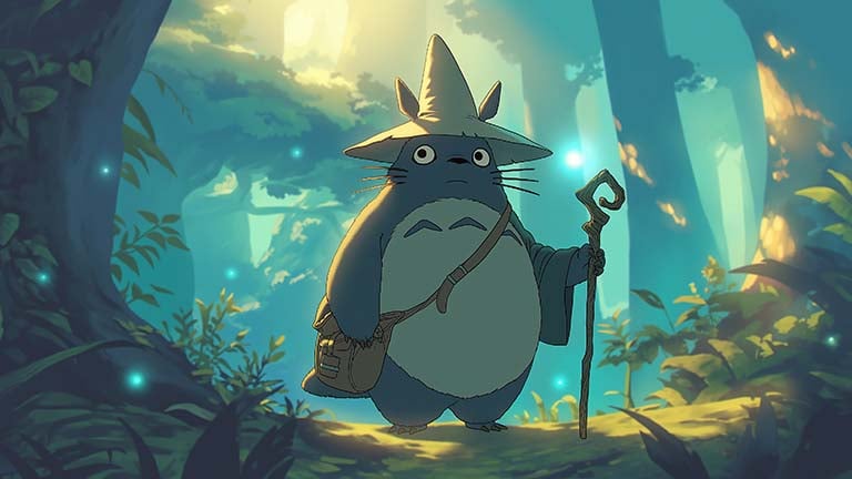 my neighbor totoro forest spirit magic wand desktop wallpaper cover