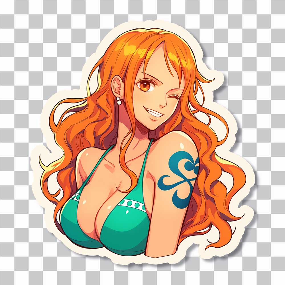 one piece nami winking sticker cover
