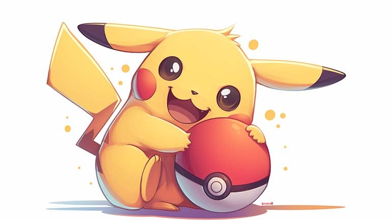 pikachu holding pokeball desktop wallpaper cover