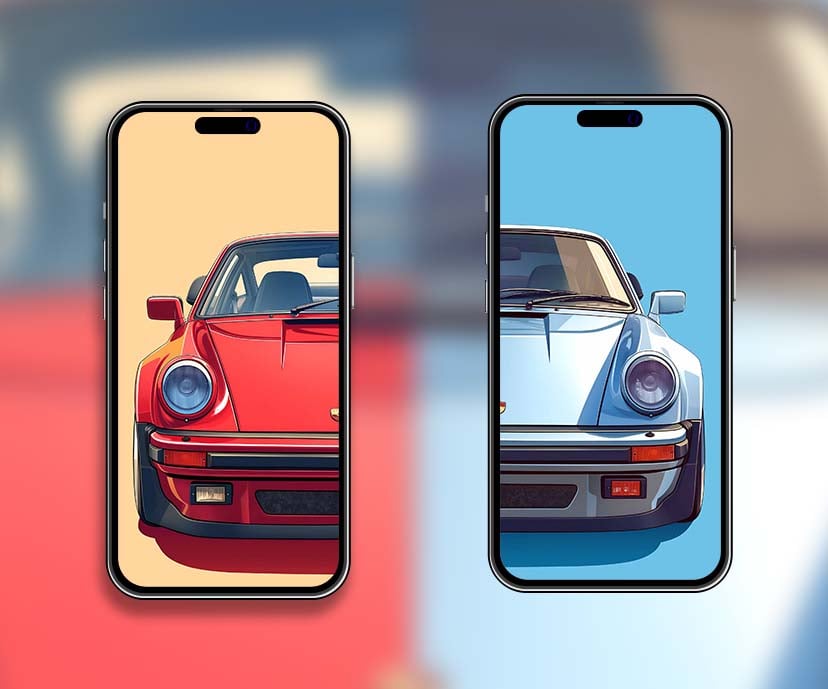 porsche 911 red & blue matching wallpapers collection
