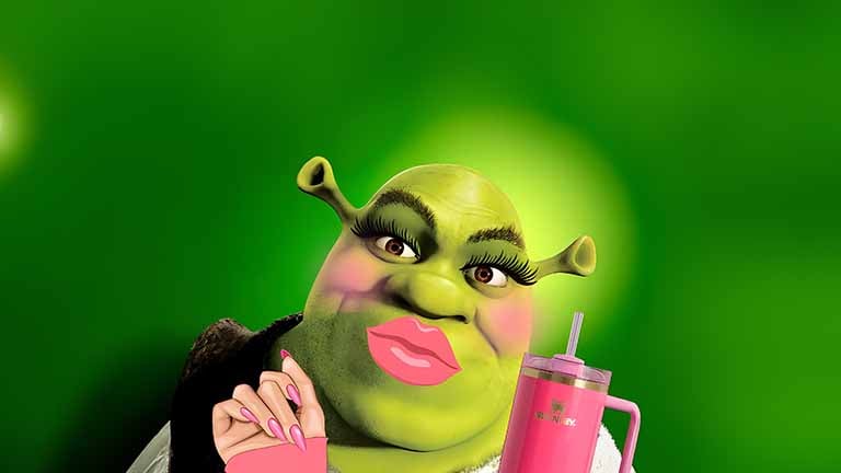 preppy shrek pink drink glam green desktop wallpaper cover