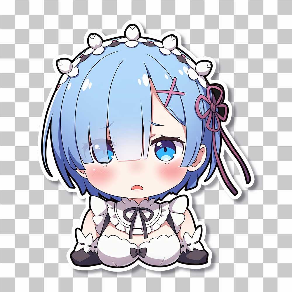 re zero sad kawaii rem sticker cover