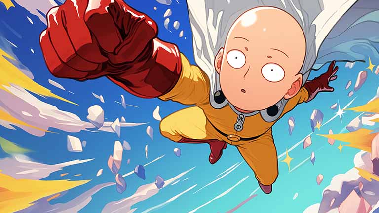 saitama bored expression desktop wallpaper cover