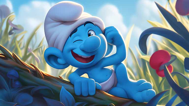 smurf winking on a branch desktop wallpaper cover
