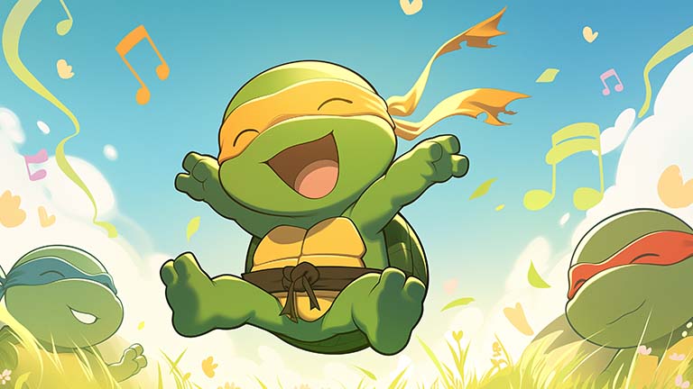 tmnt michelangelo happy desktop wallpaper cover