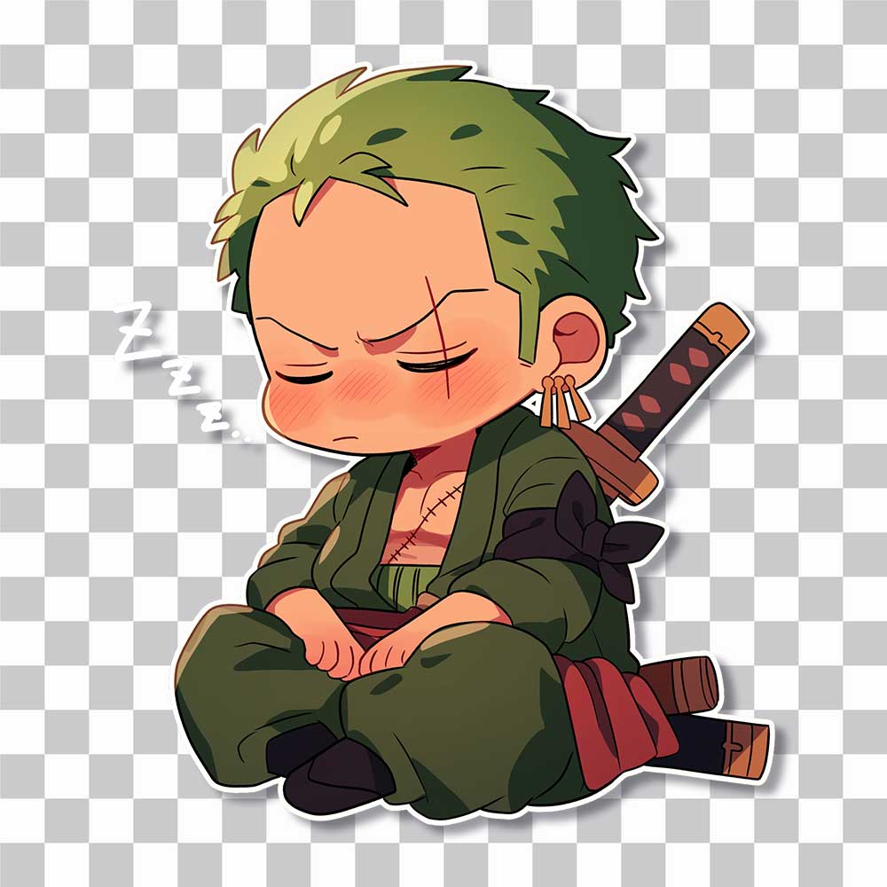zoro sleeping chibi one piece sticker cover