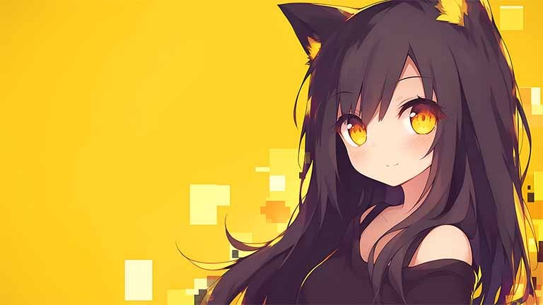 aphmau bright yellow cat look desktop wallpaper cover