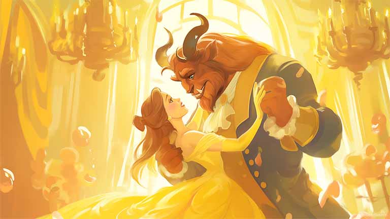 beauty and the beast dancing scene wallpaper cover