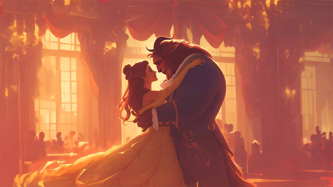 belle and beast enchanting valentines desktop wallpaper cover