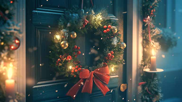 cozy christmas door desktop wallpaper cover