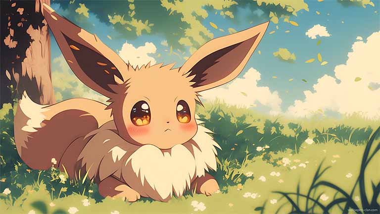 cute eevee anime landscape wallpaper cover