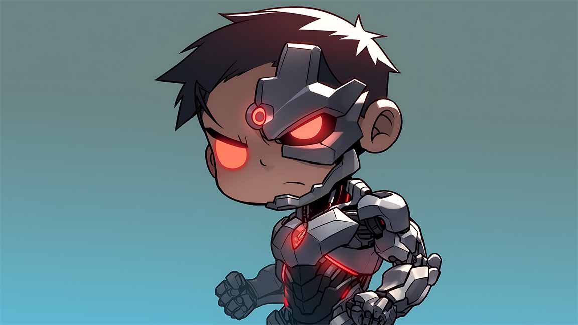 dc cyborg chibi hero desktop wallpaper cover