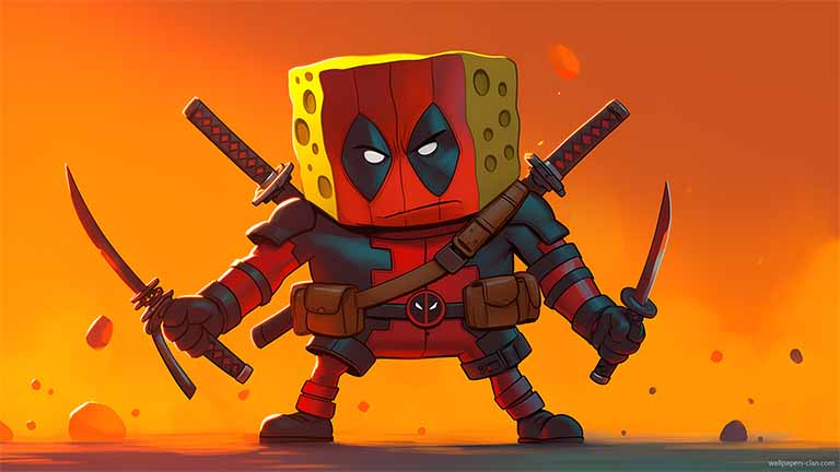 deadpool spongebob hero desktop wallpaper cover