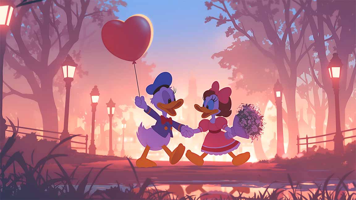 donald and daisy duck romantic valentines desktop wallpaper cover