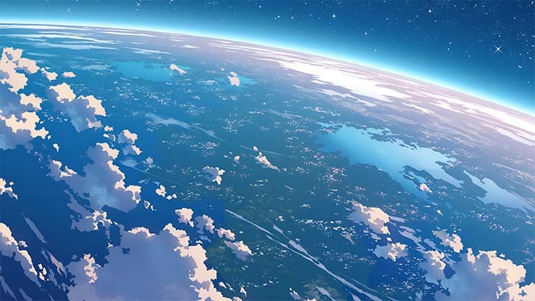 earth from space anime view desktop wallpaper cover