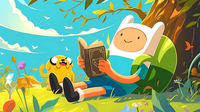 finn and jake relaxing nature desktop wallpaper cover