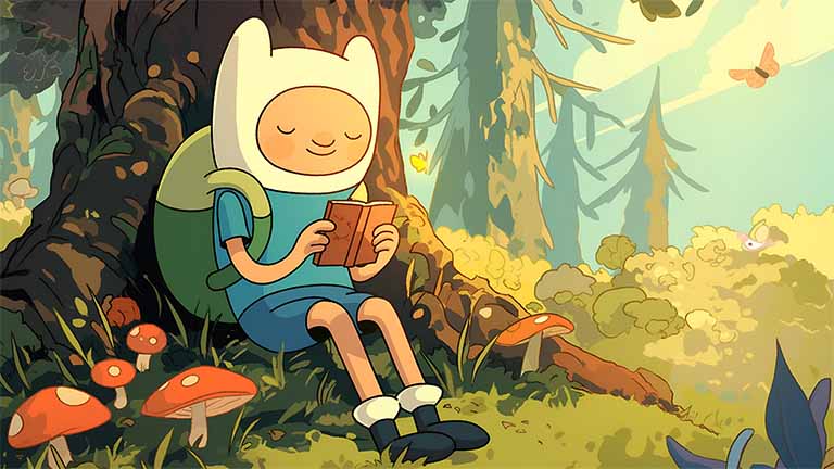 finn relaxing tree shade desktop wallpaper cover