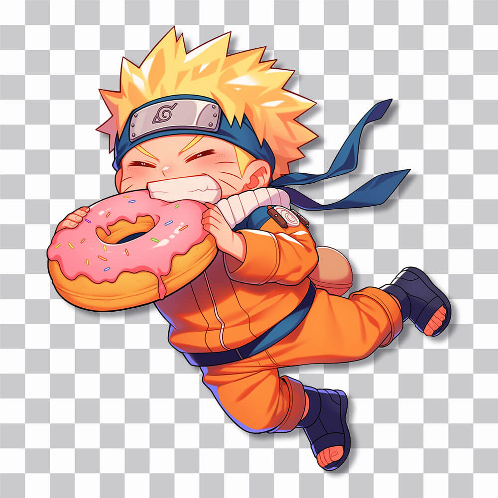 happy naruto with donut sticker cover