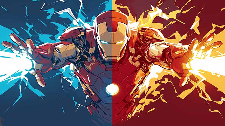iron man blue and red desktop wallpaper cover