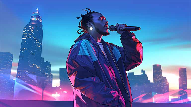 kendrick lamar night city performance desktop wallpaper cover