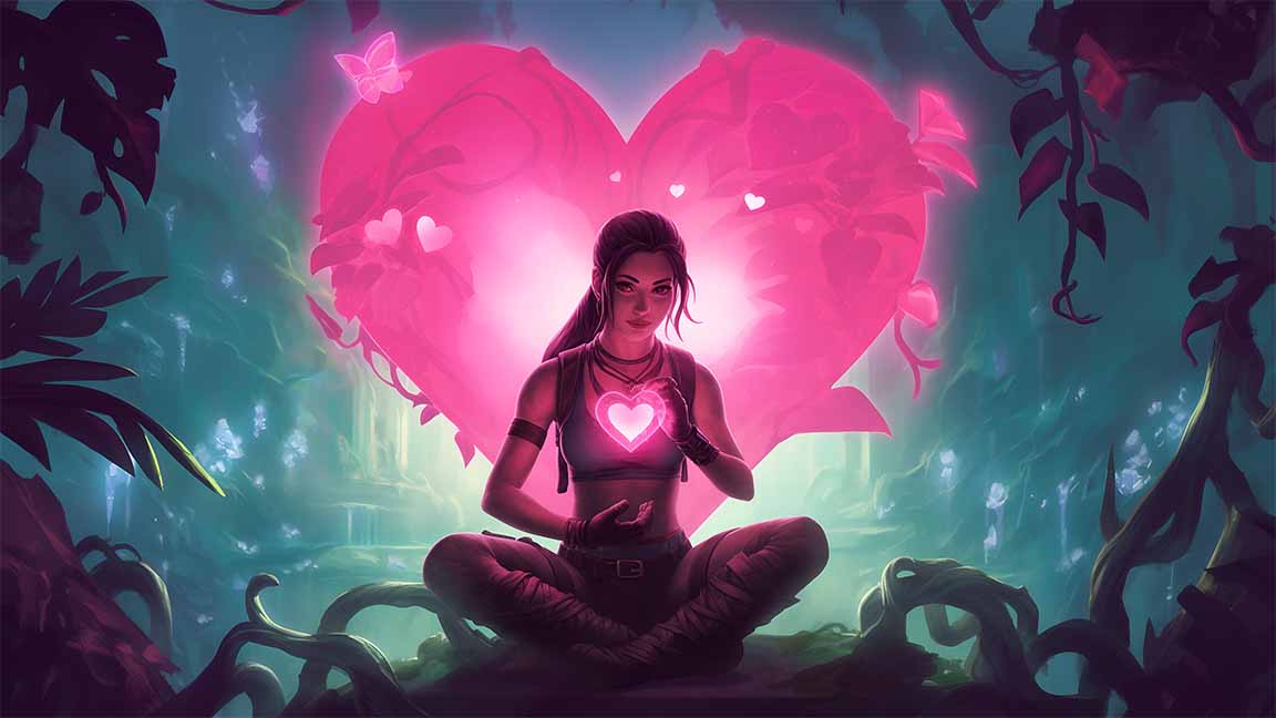 lara croft heart puzzle valentines desktop wallpaper cover