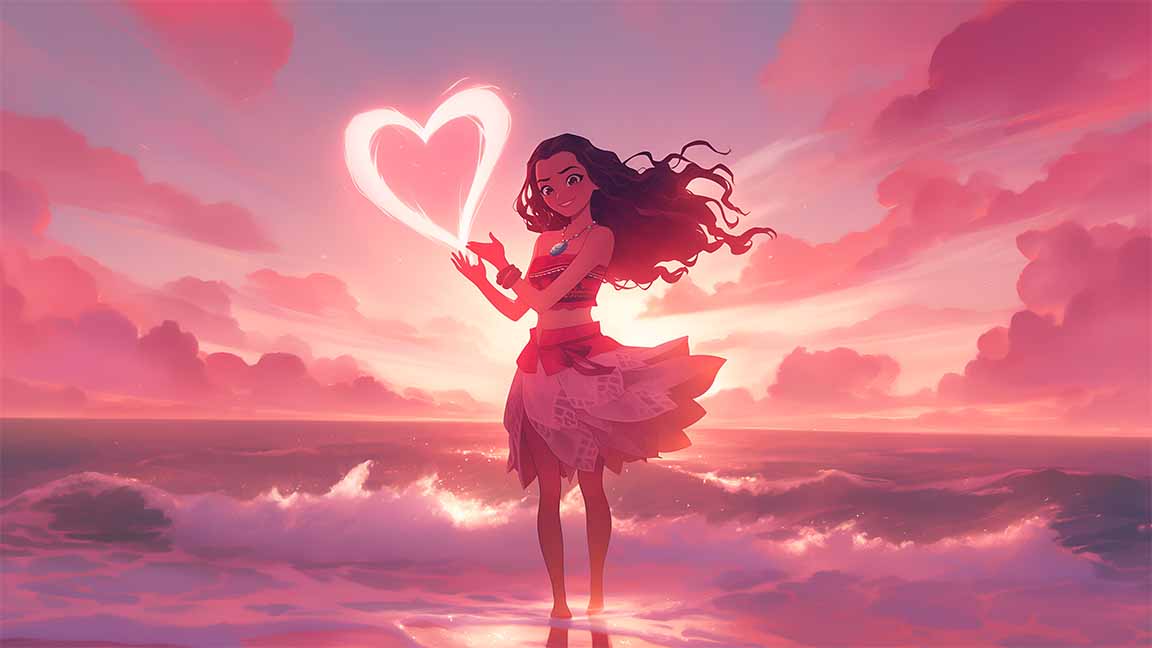 moana sunset heart valentines desktop wallpaper cover