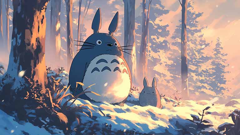 my neighbor totoro totoro in the snow desktop wallpaper cover