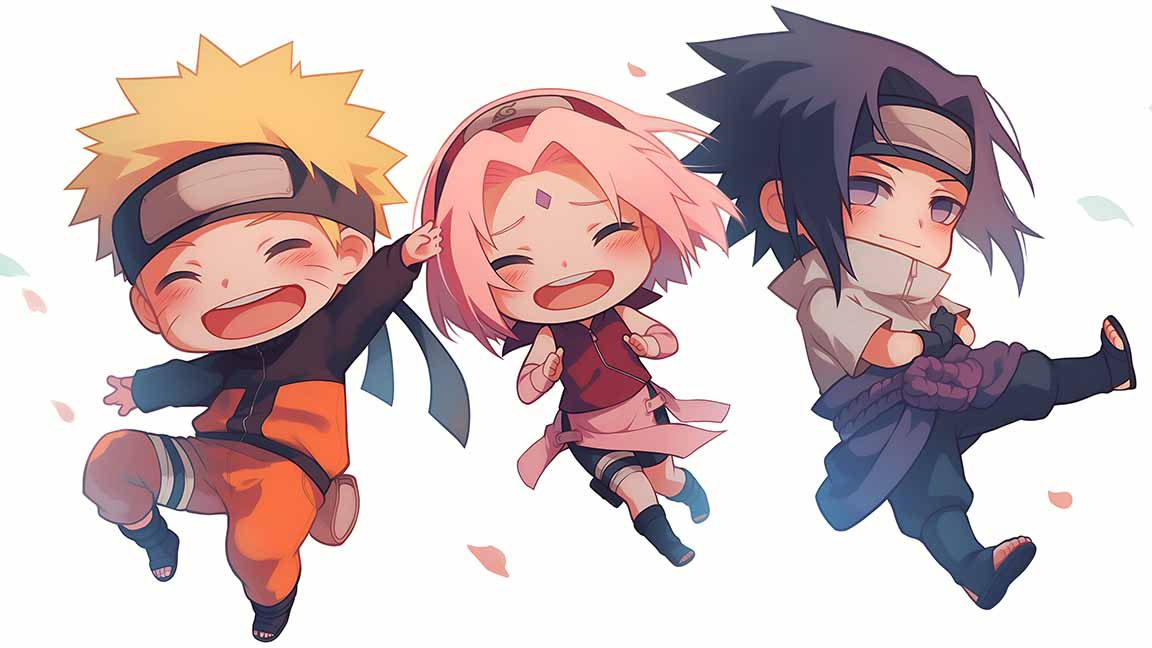 naruto sasuke sakura chibi friendship desktop wallpaper cover
