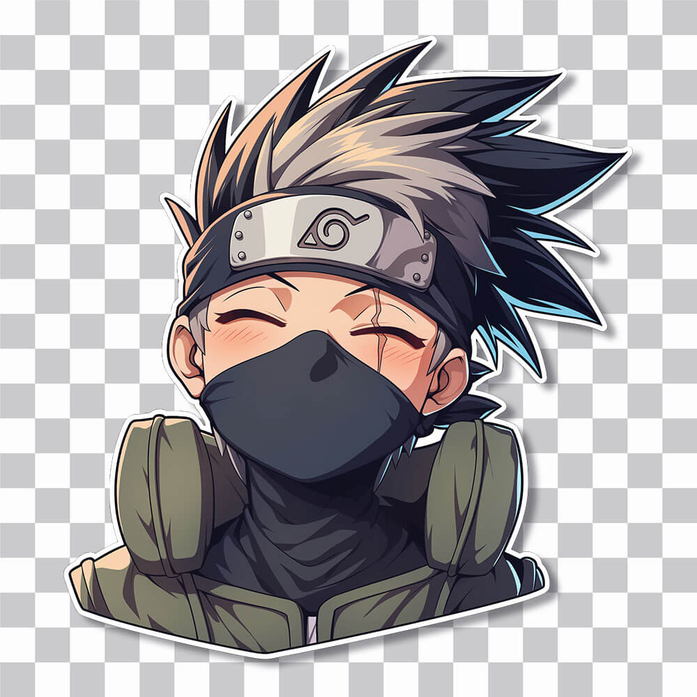 ninja kakashi hatake smiling sticker cover