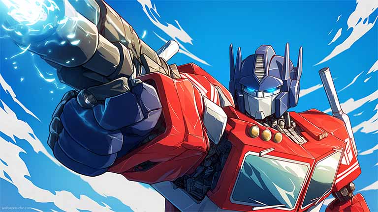 optimus prime transformers energetic pose pc wallpaper cover