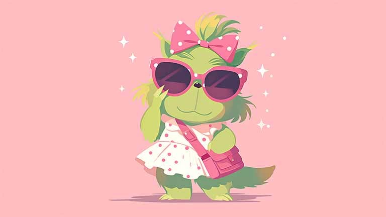 preppy grinch chic and cute design desktop wallpaper cover