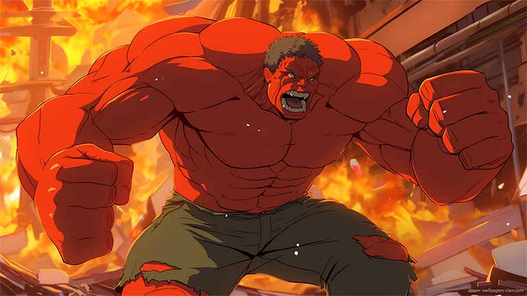 red hulk flames action desktop wallpaper cover