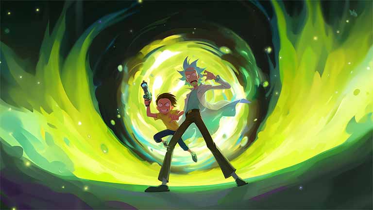 rick and morty action portal pc wallpaper cover