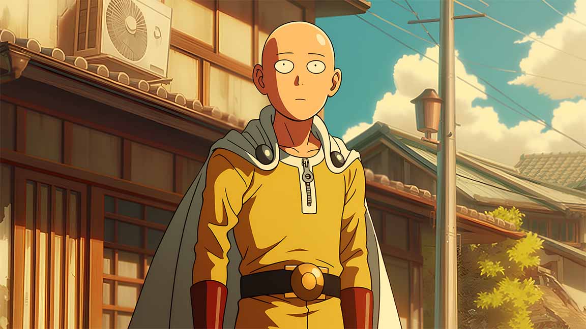 saitama one punch man art style desktop wallpaper cover